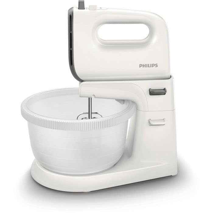 Versuni Philips HR3745/00 Mixer Daily with 5 speeds and Turbo, Stainless Steel Hooks, Container Included, 450 W, White