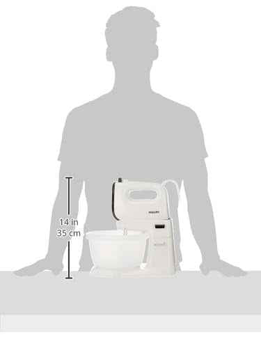 Versuni Philips HR3745/00 Mixer Daily with 5 speeds and Turbo, Stainless Steel Hooks, Container Included, 450 W, White